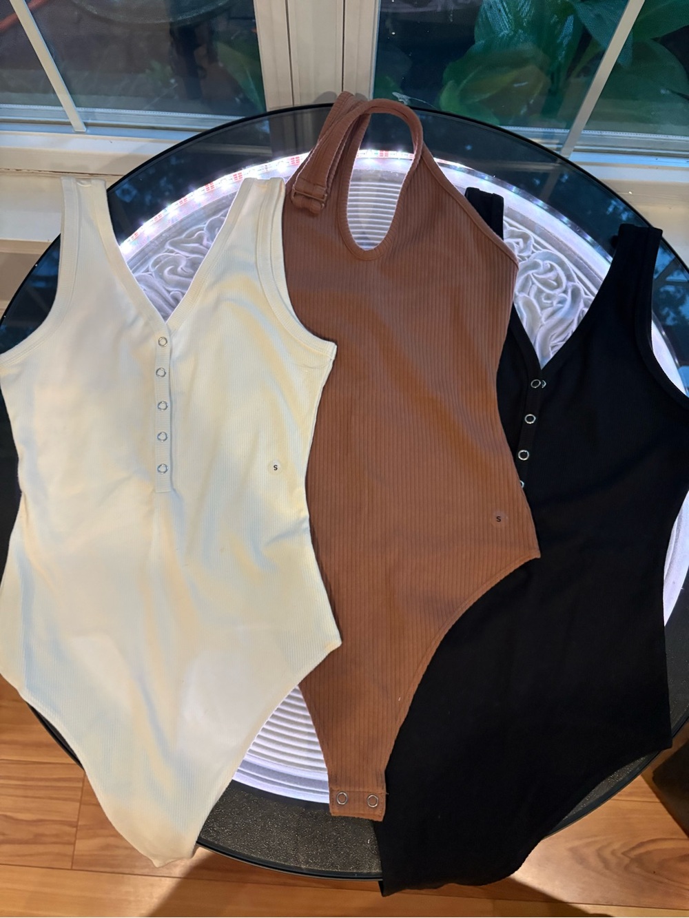 NEW American Eagle Ribbed Snap-Button & halter Bodysuits in White, Brown, Black